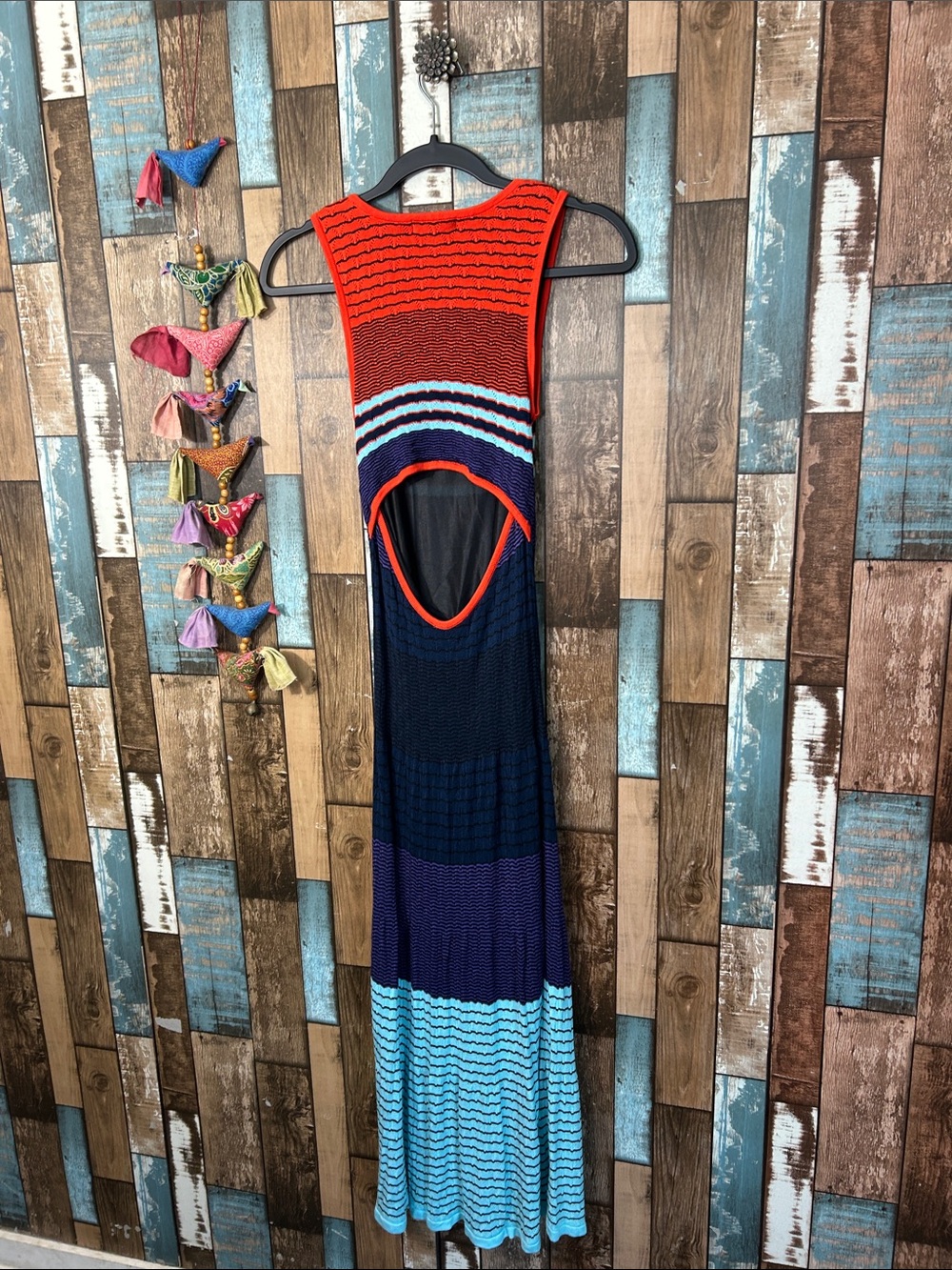 Parker Multicolor Knit Maxi Dress - Red, Light Blue, Navy, Purple. - Picture 13 of 16